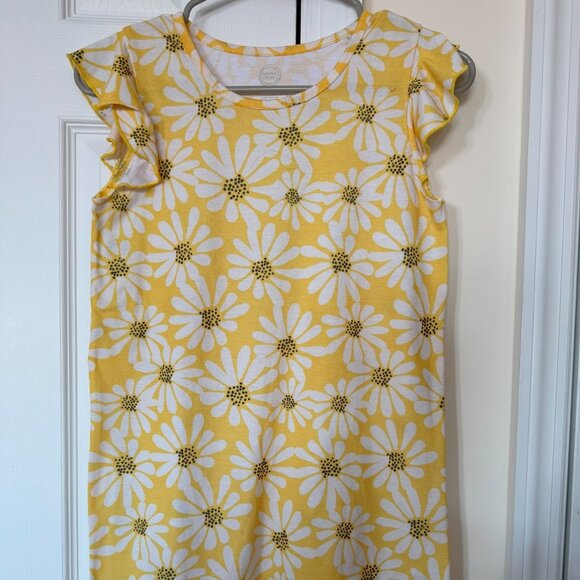 WONDER NATION Girls Dress Size Medium 10-12 Yellow White Daisy Print Lightweight - Picture 1 of 4